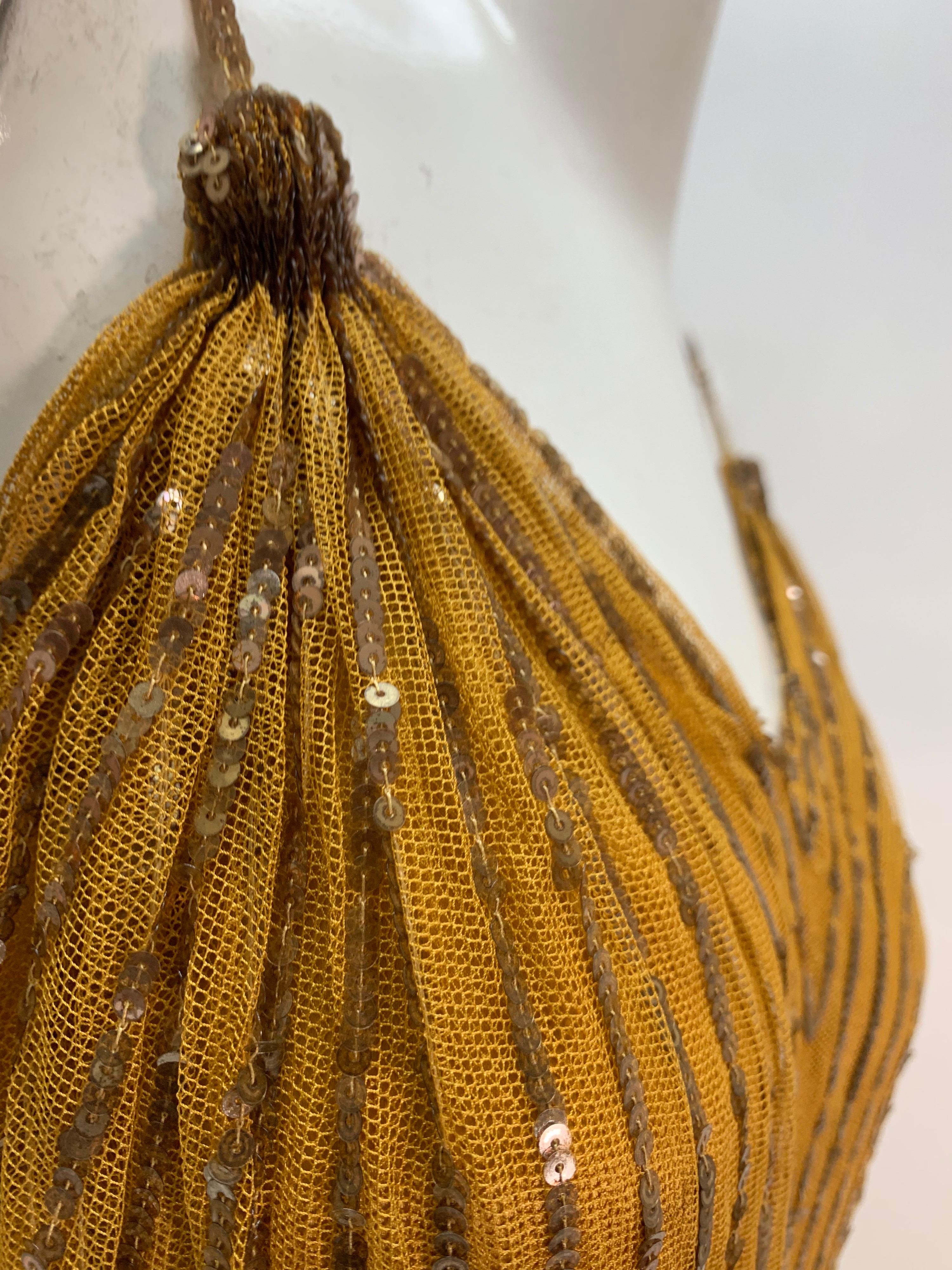 1930 Art Deco Golden Silk Net & Sequin Hollywood Starlet Gown For Sale 12