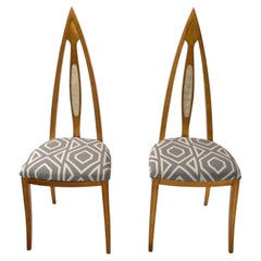 1930 Art Deco John Turano & Sons Giltwood Mother Pearl Side Accent Chairs, Pair