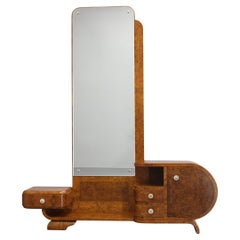 Armario de maquillaje Art Déco de 1930 en acabado nogal, restaurado