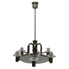 1930 Lampadario in metallo Art Deco Funzionalismo, Cecoslovacchia