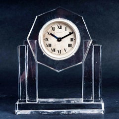 1930 Art Deco Modernist Baccarat Crystal Clock Original Mechanical Movement