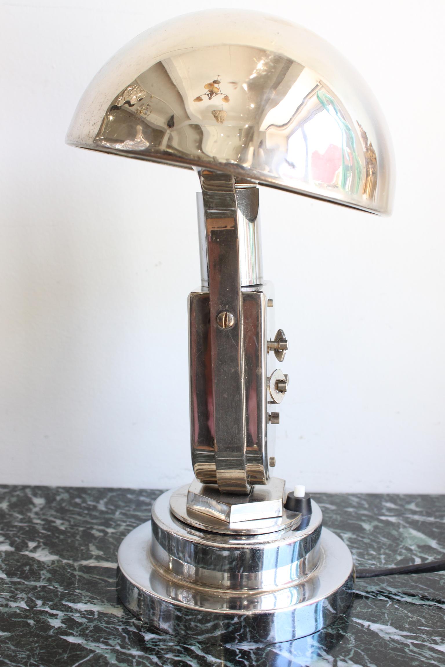 European 1930 Art Deco Mofem Lamp and Clock