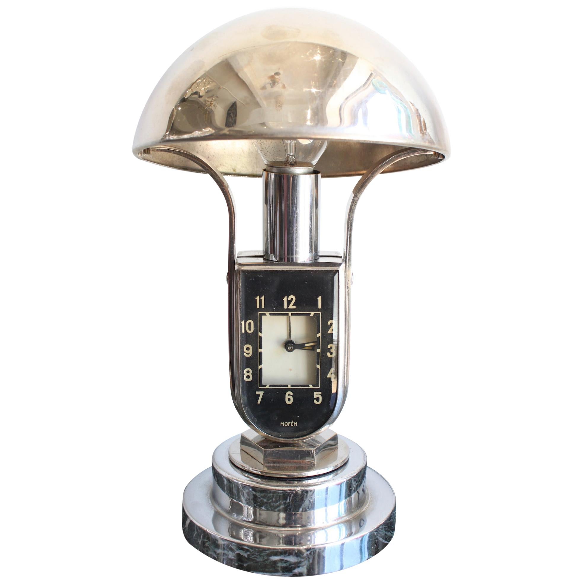 1930 Art Deco Mofem Lamp and Clock