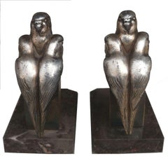 1930 Art Deco Pair of Bookend Representing Parakeets