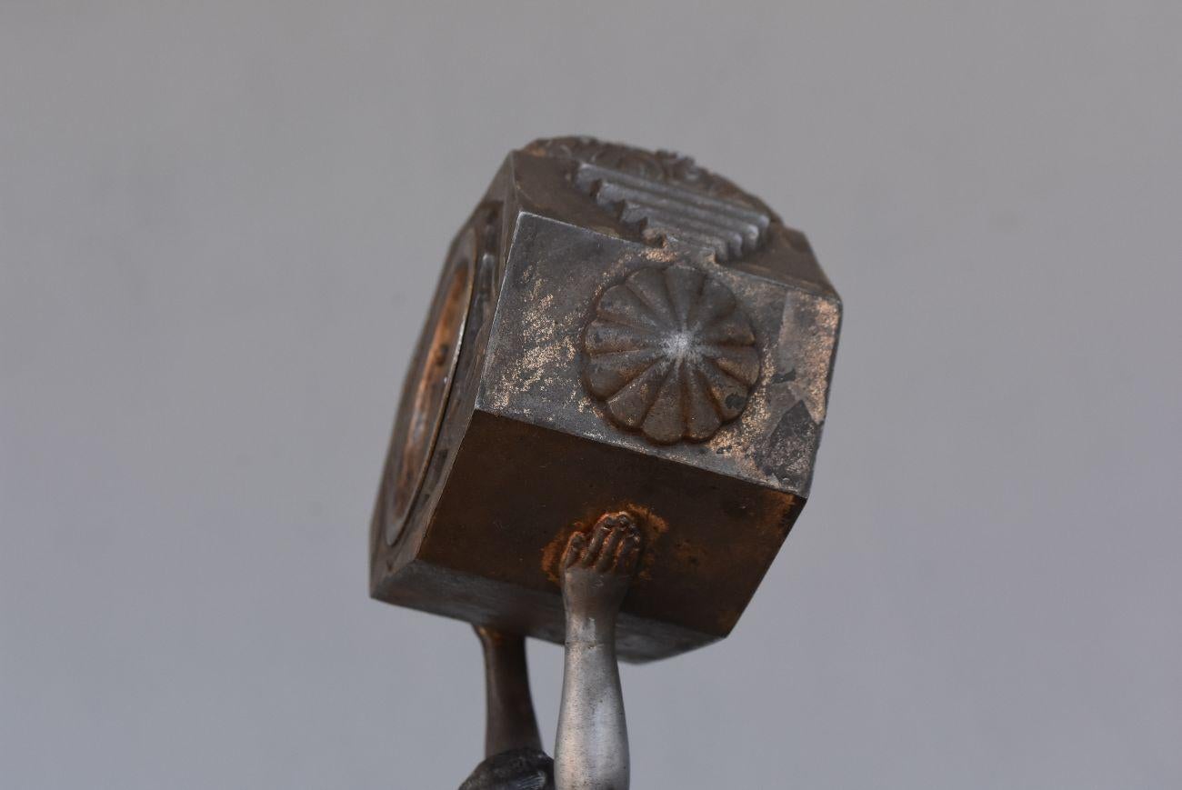 pendule Art Déco 1930 Spelter et marbre Portor en vente 2