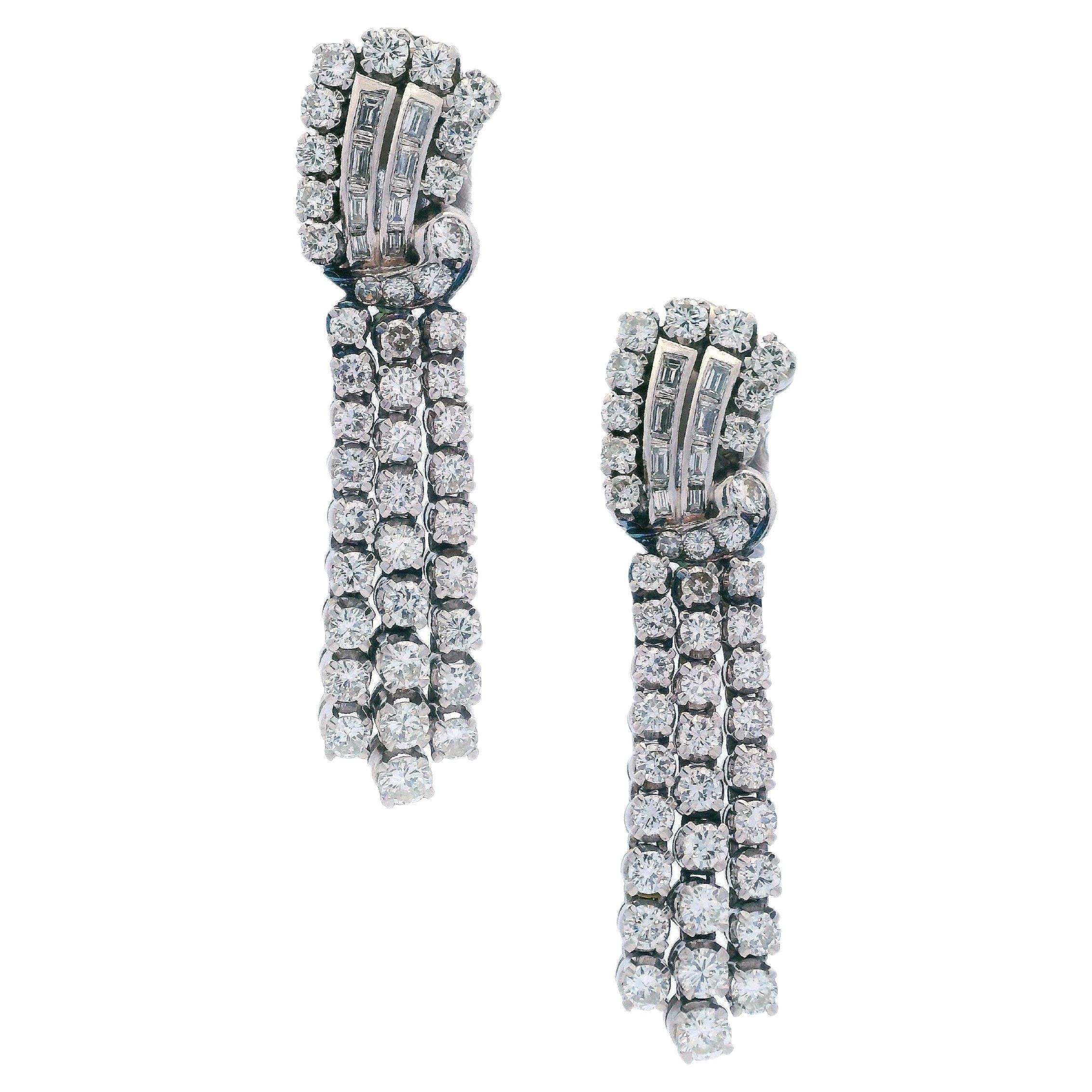 Orecchini a clip in platino Art Deco del 1930 con 7,05 carati di diamanti