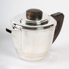 1930 Art Deco, Tea and Coffee Set in Sterling Silver and Macassar