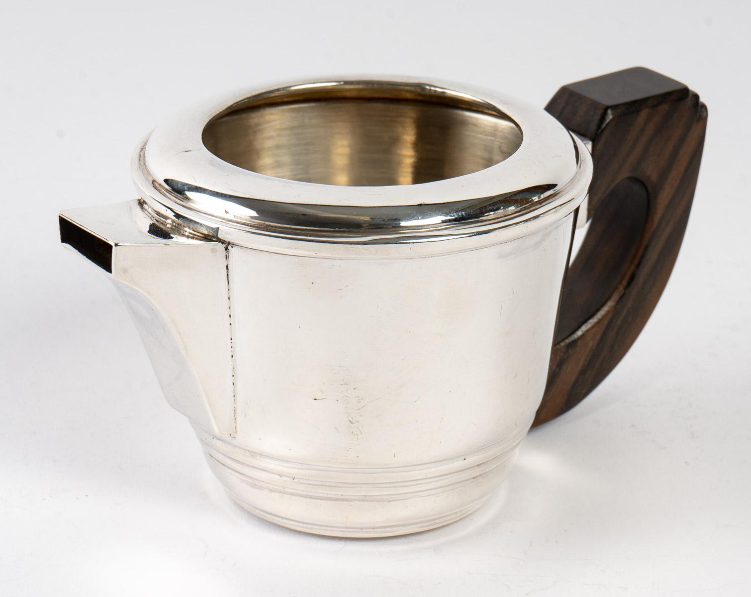 1930 Art Deco, Tea and Coffee Set in Sterling Silver and Macassar 2