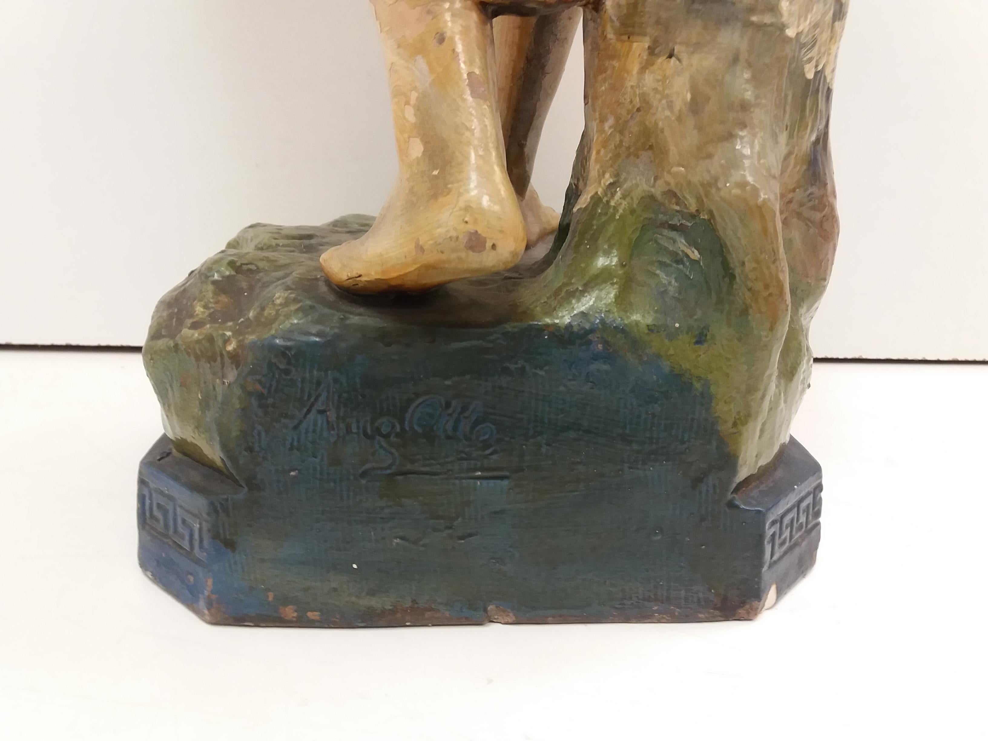 Statua di ragazza in terracotta Art Deco del 1930, Cecoslovacchia in vendita 4