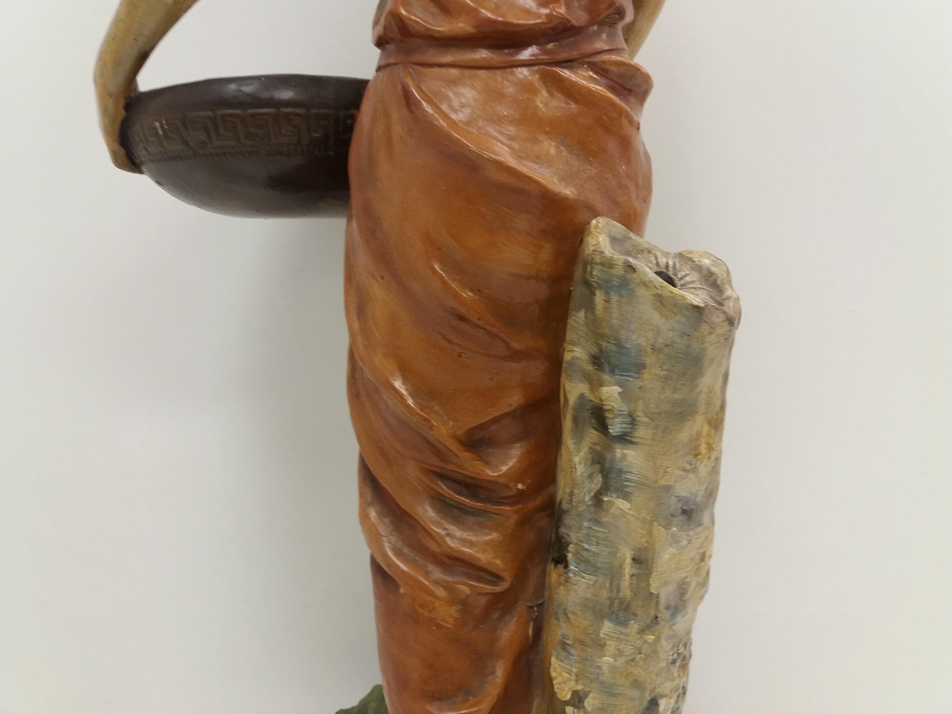 1930 Art Deco Terracotta Girl Statue, Czechoslovakia For Sale 7