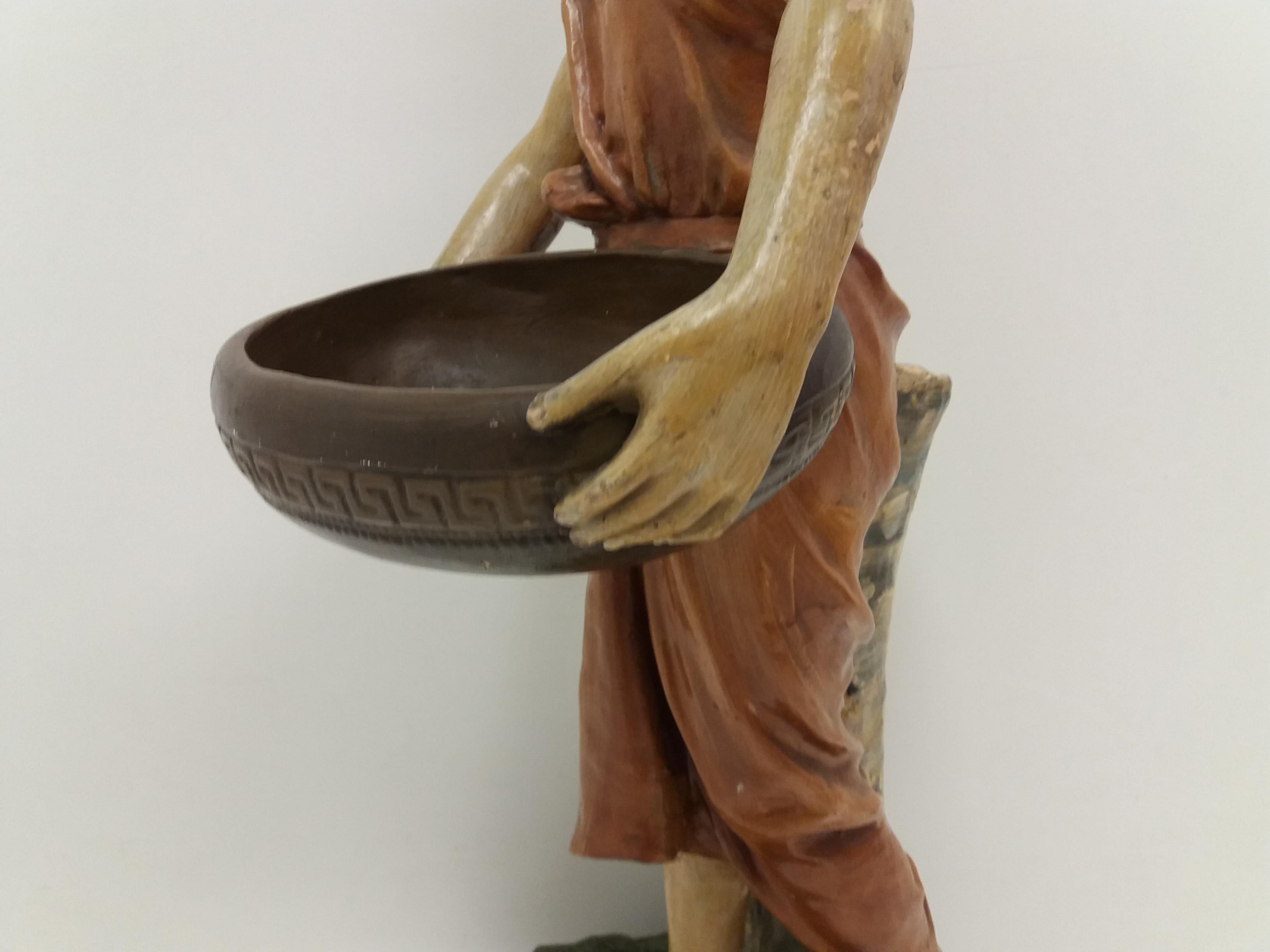 1930 Art Deco Terracotta Girl Statue, Czechoslovakia For Sale 11