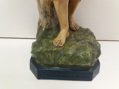 1930 Art Deco Terracotta Girl Statue, Czechoslovakia