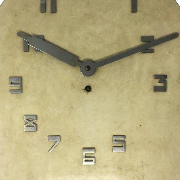 French 1930 Art Deco Wall Clock in Parchment, Made in France For Sale