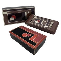 1930 Art Deco Walter Dorwin Teague Kodak 1A Fotocamera regalo con scatola e custodia originali
