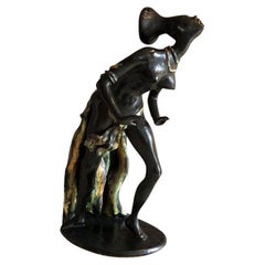 1930 Art Deco Woman Sculpture in Ceramic, Made in France