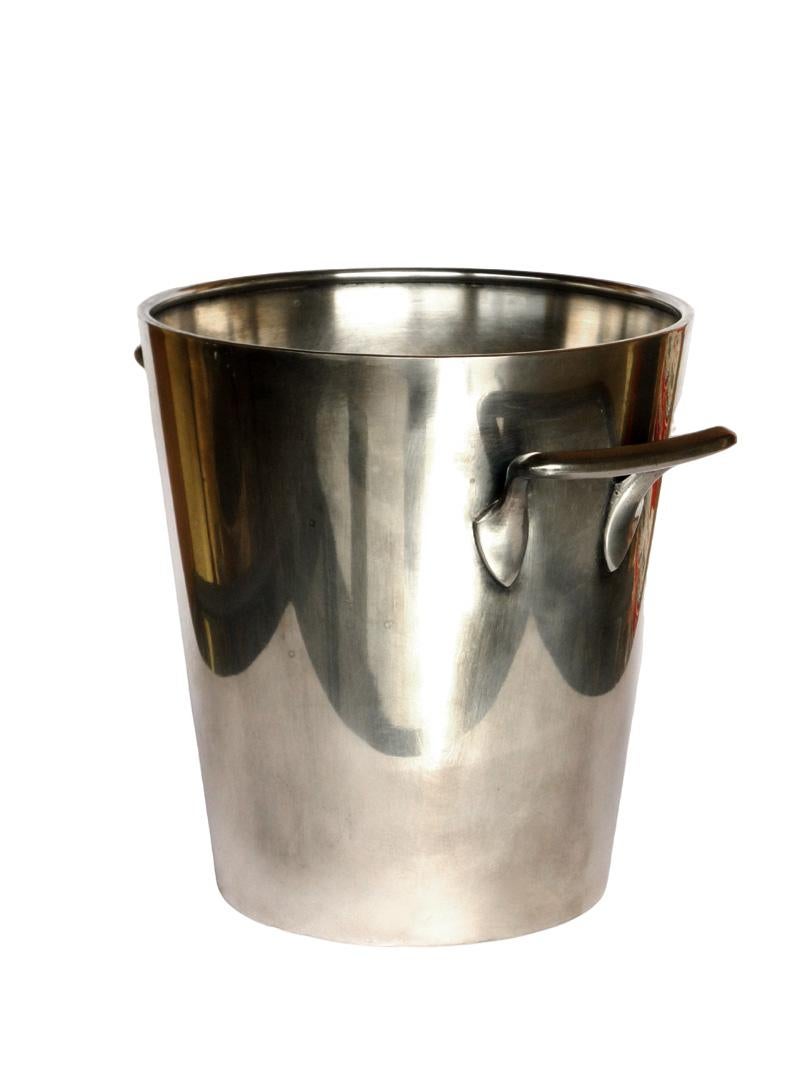 1930 Arthur Krupp Art Decó Alpacca de metal plateado Cubitera enfriadora de vino Italiano en venta