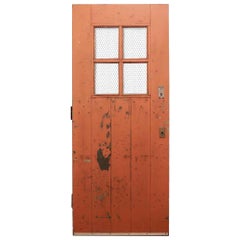 1930 Arts & Crafts Painted Exterior Industrial Door with Raised Riveted Braces