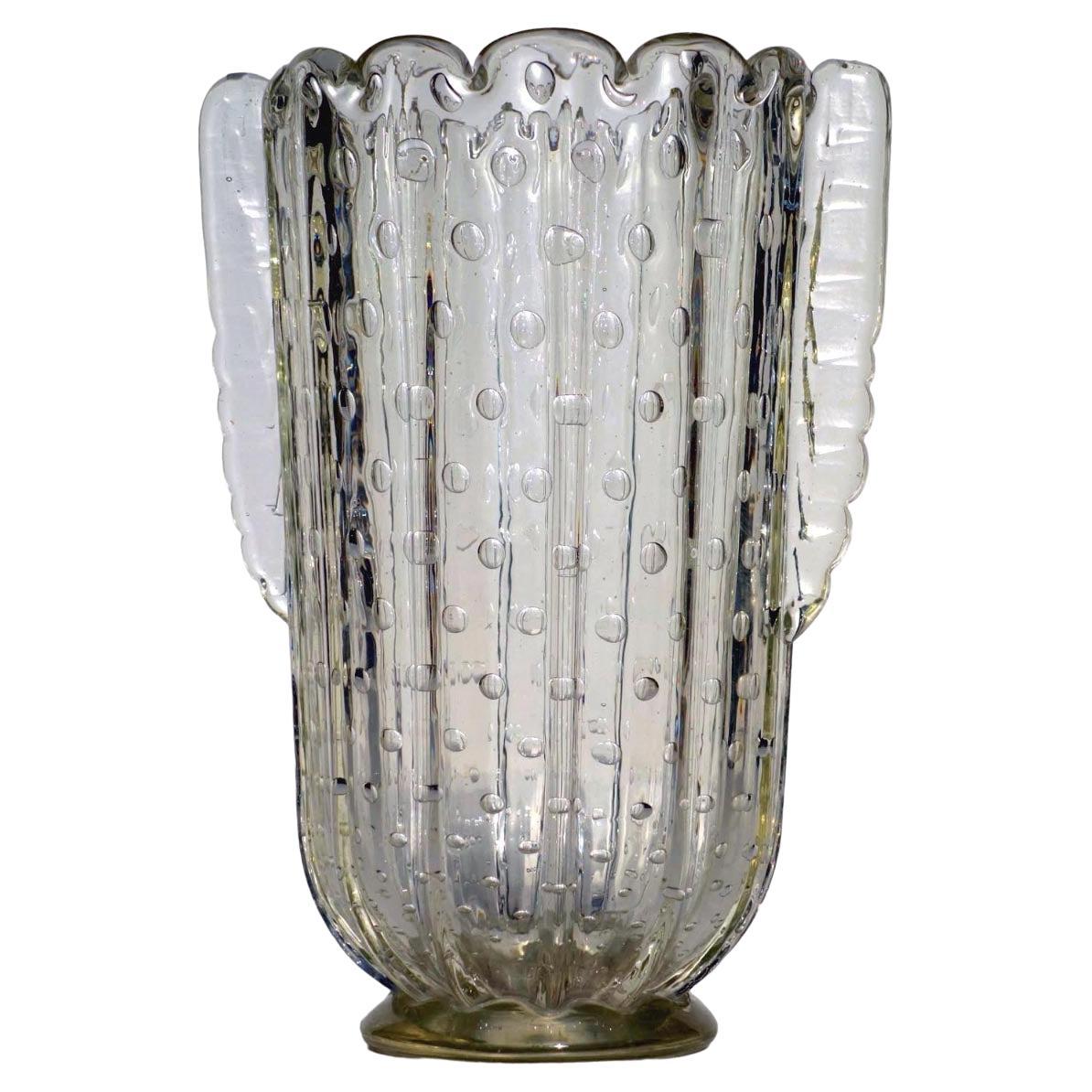 1930 Barovier 'Bullicante' Muranoglas Vase im Art Deco Stil 