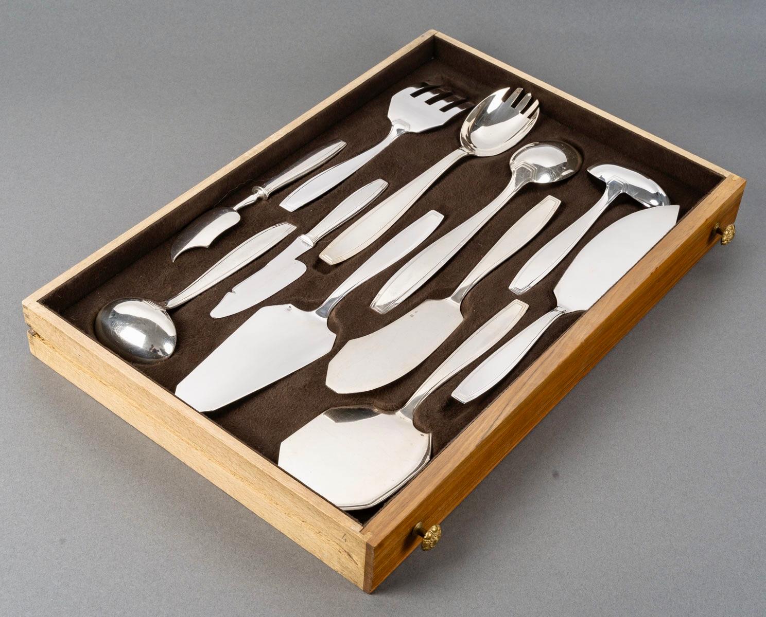 1930 Boulenger - Posate Art Deco in argento massiccio 180 pezzi in vendita 10