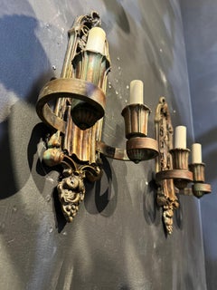 1930 Brown Patinated Caldwell Bronze Sconces
