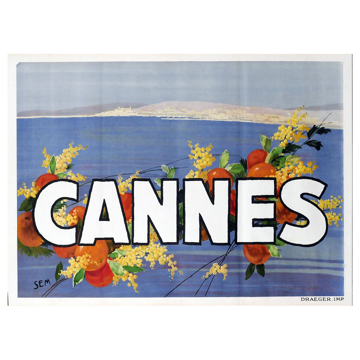 1930 Cannes by SEM Poster originale d
epoca in vendita