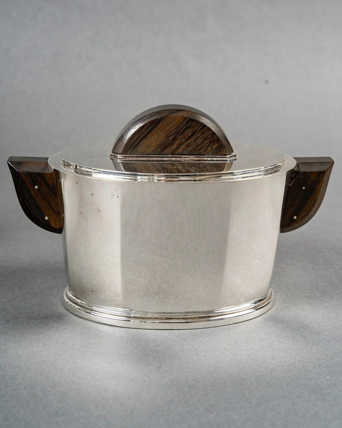 1930 Cardeilhac Christofle Art Deco Servizio da tè e caffè in argento sterling e palissandro In condizioni buone in vendita a Boulogne Billancourt, FR