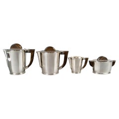 1930 Cardeilhac Christofle Art Deco Tee-Kaffee-Set Sterling Silber Palisanderholz