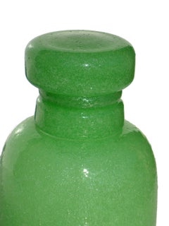 1930 Carlo Scarpa Venini "A Bollicine" Murano Glass Art Deco Green Bottle