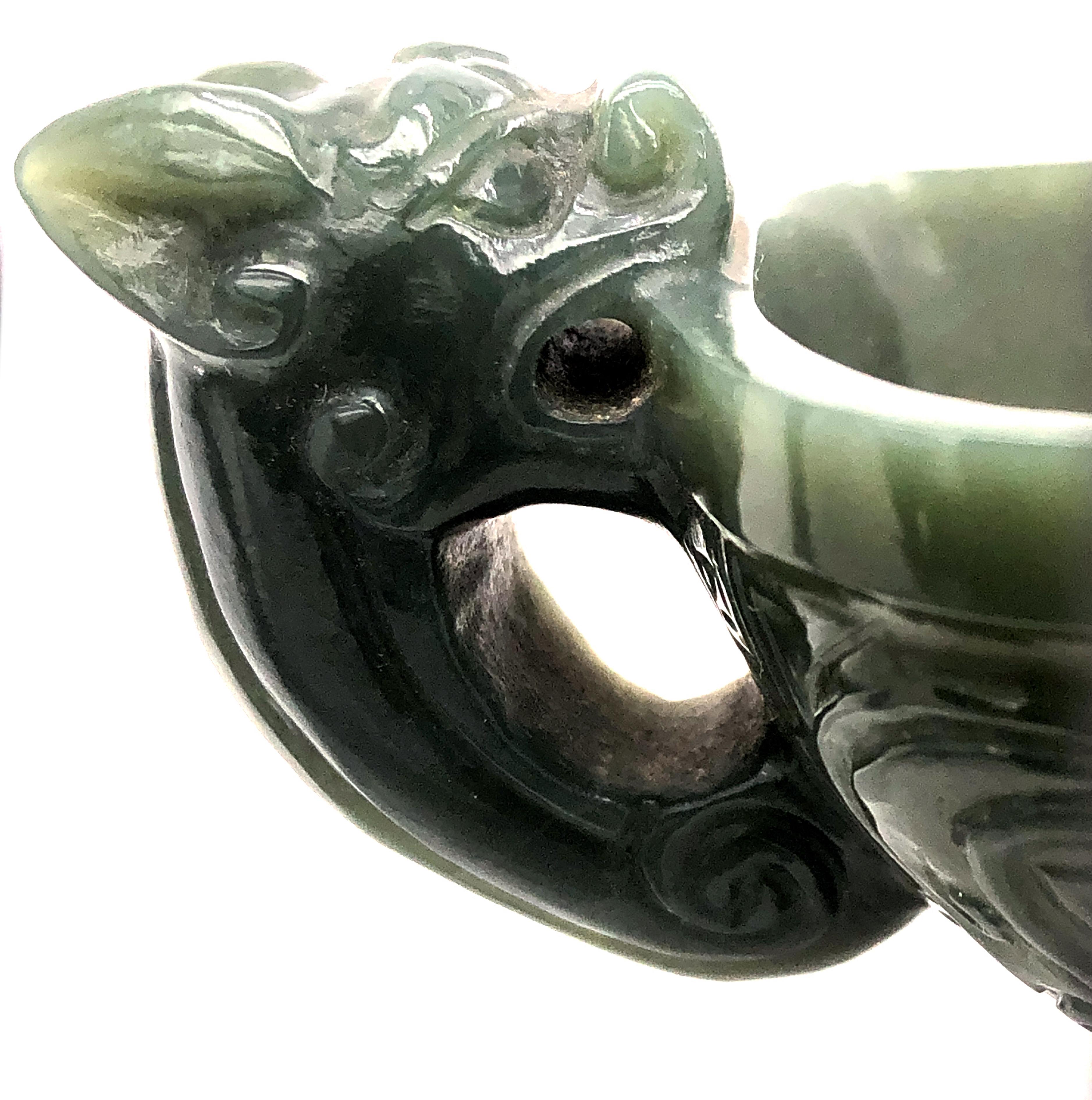 1930 Chinese Export Natural Jadeite Dragon Bowl 4
