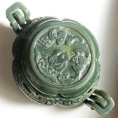 1930 Chinese Export Natural Jadeite Vase with Cover