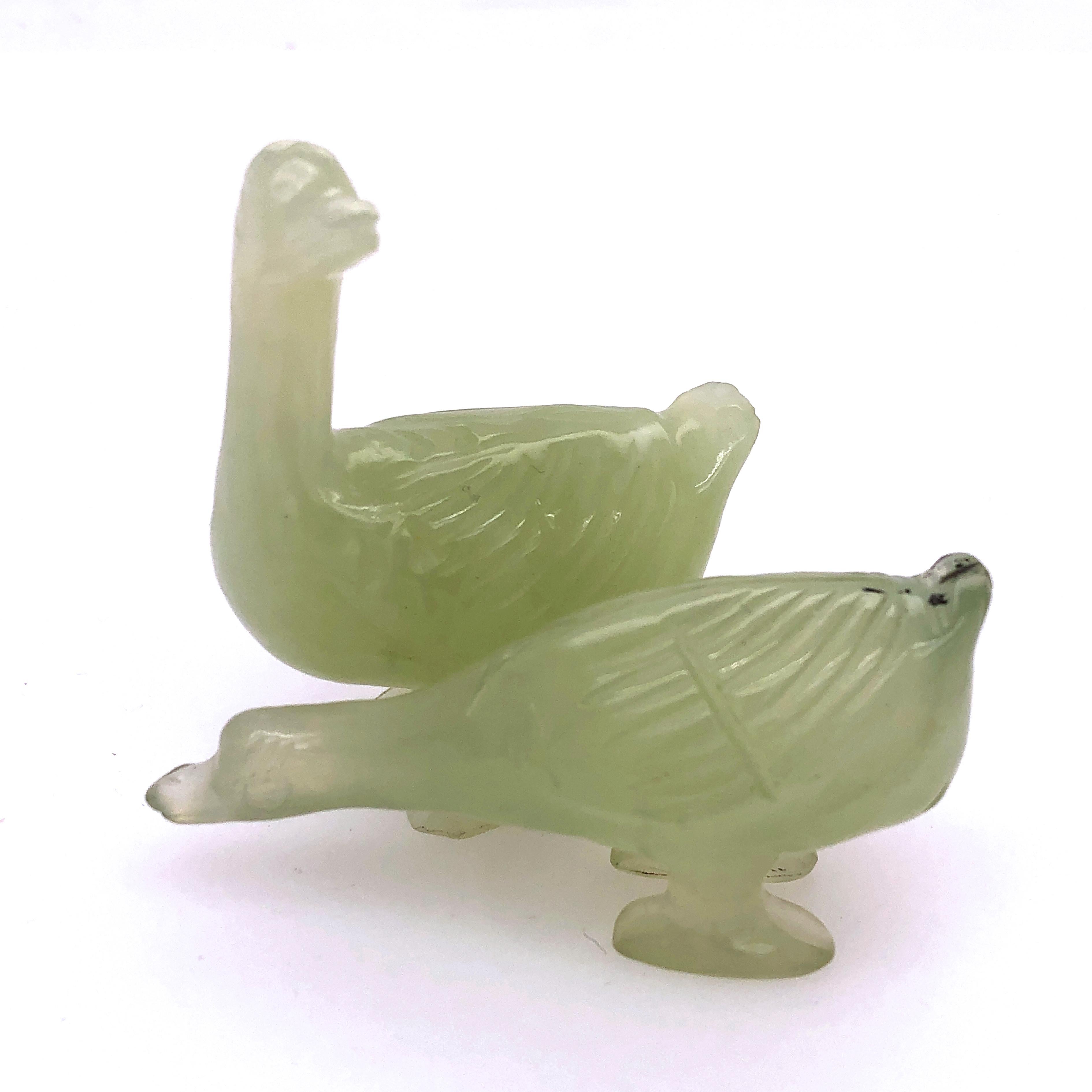 Women's or Men's 1930 Chinese Export Natural Pale Jade Geese Collection