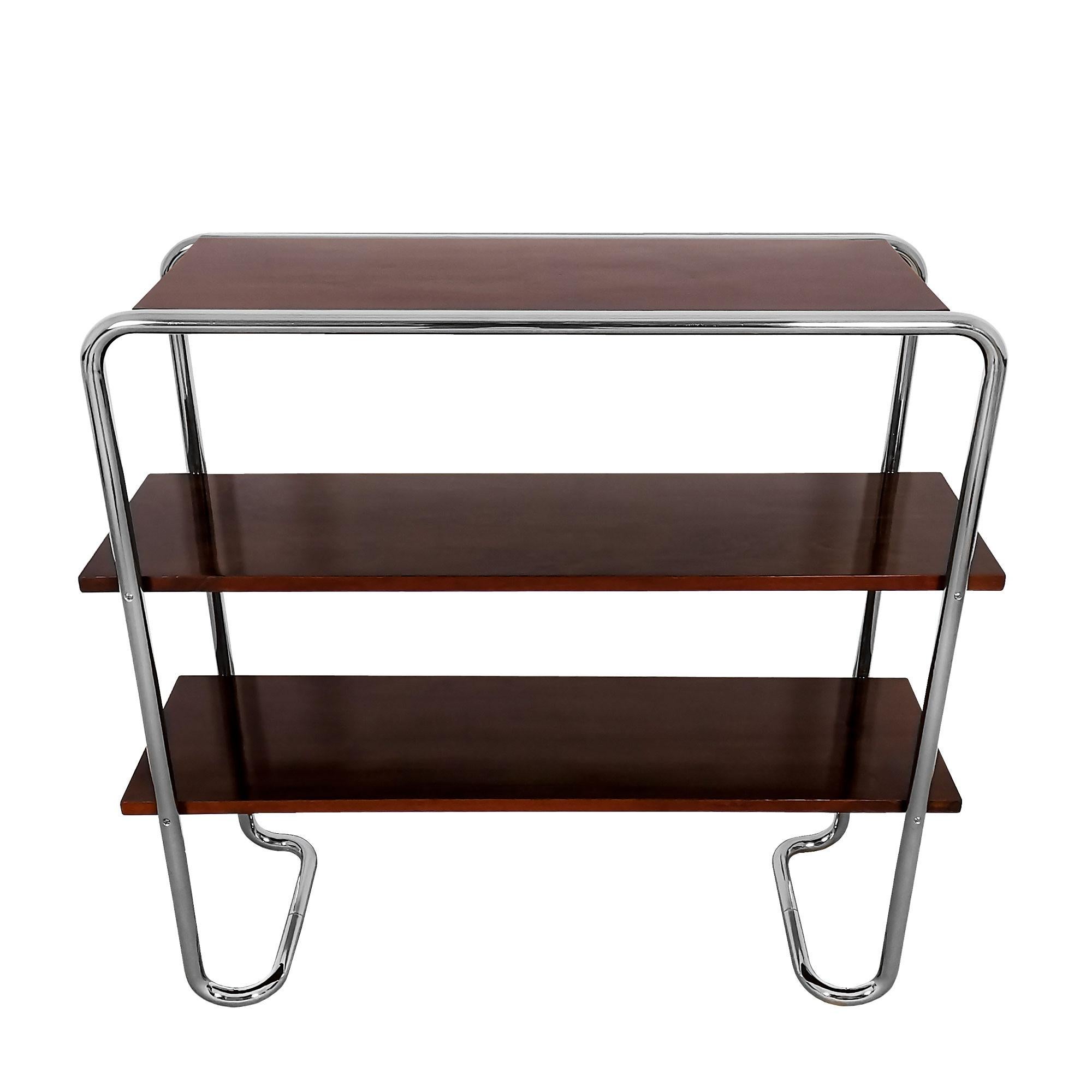 Spanish Console in the Style of Bauhaus Movement, Steel and Walnut - Barcelona, Spain For Sale