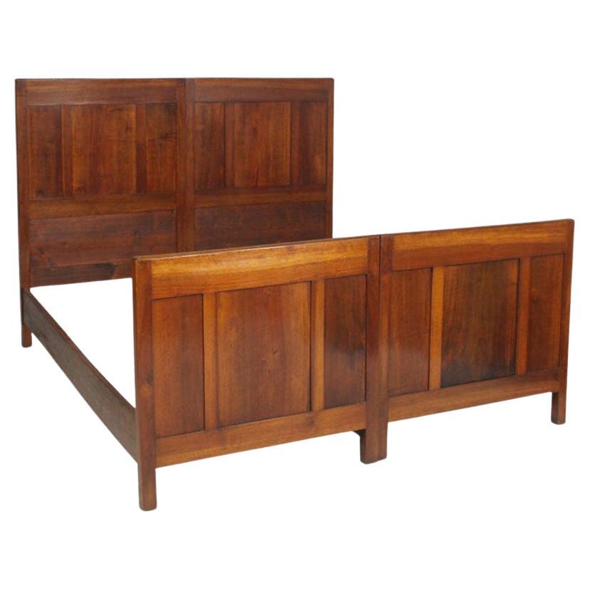 1930 Country Twin Beds in Solid Cherry Wood, Art Deco Period, Wax Polished For Sale