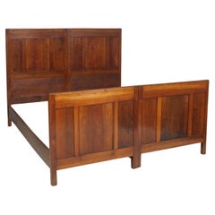 Used 1930 Country Twin Beds in Solid Cherry Wood, Art Deco Period, Wax Polished