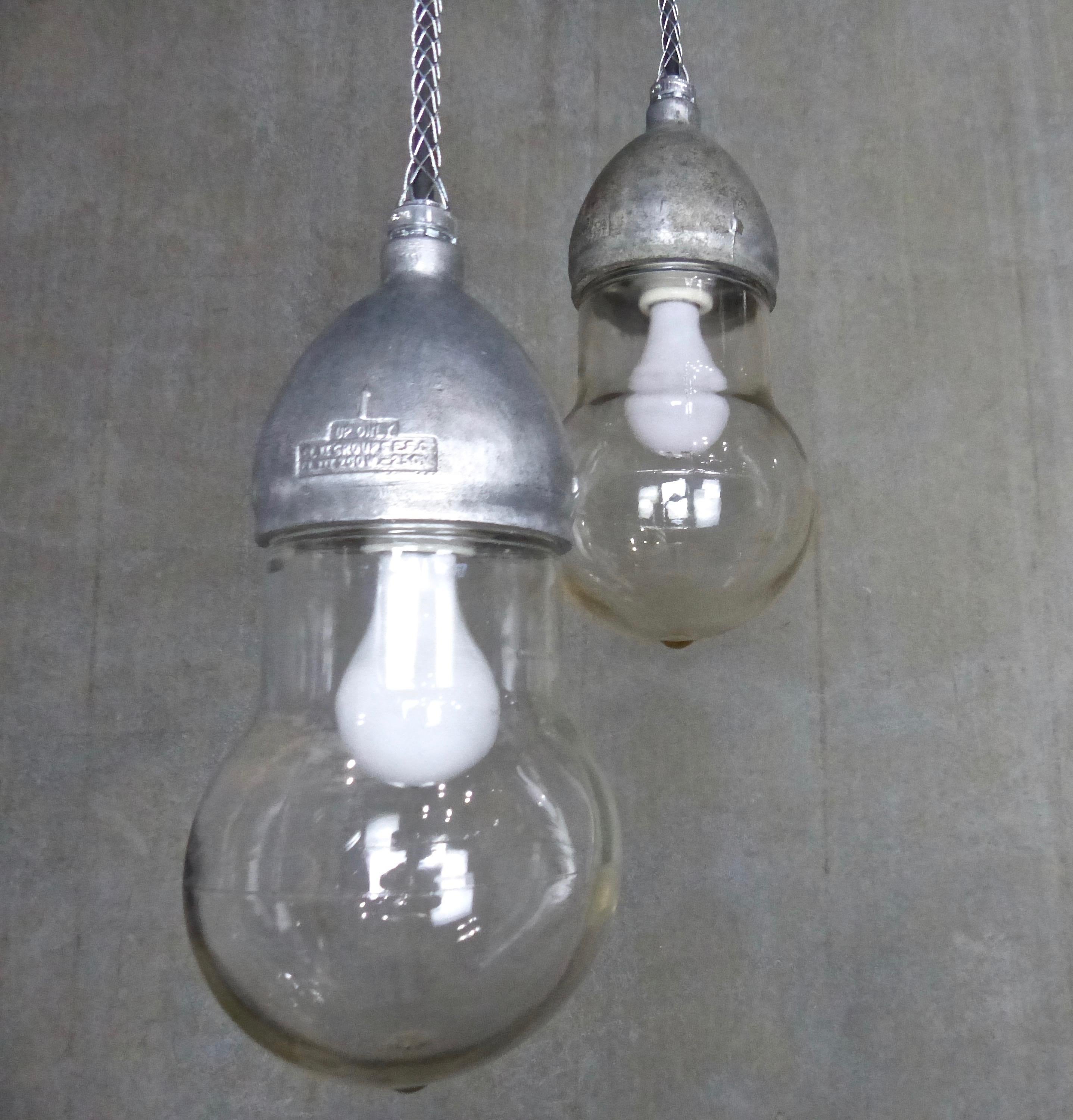 American 1930 Crouse Hinds Industrial Pendants Lights with ‘Teardrop’ Shades