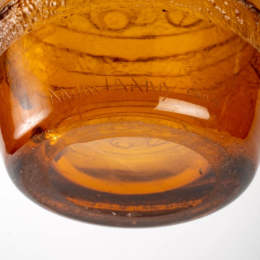 1930 Daum Nancy - Vaso geometrico Art Deco con manico Vaso arancione inciso all'acido in vendita 2