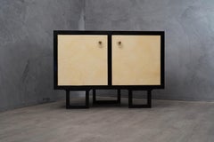 Art Deco Demi-Lune Goatskin French Sideboard, 1930