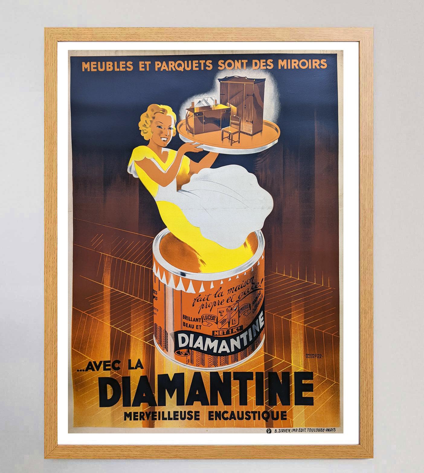 French 1930 Diamantine Polish Original Vintage Poster For Sale