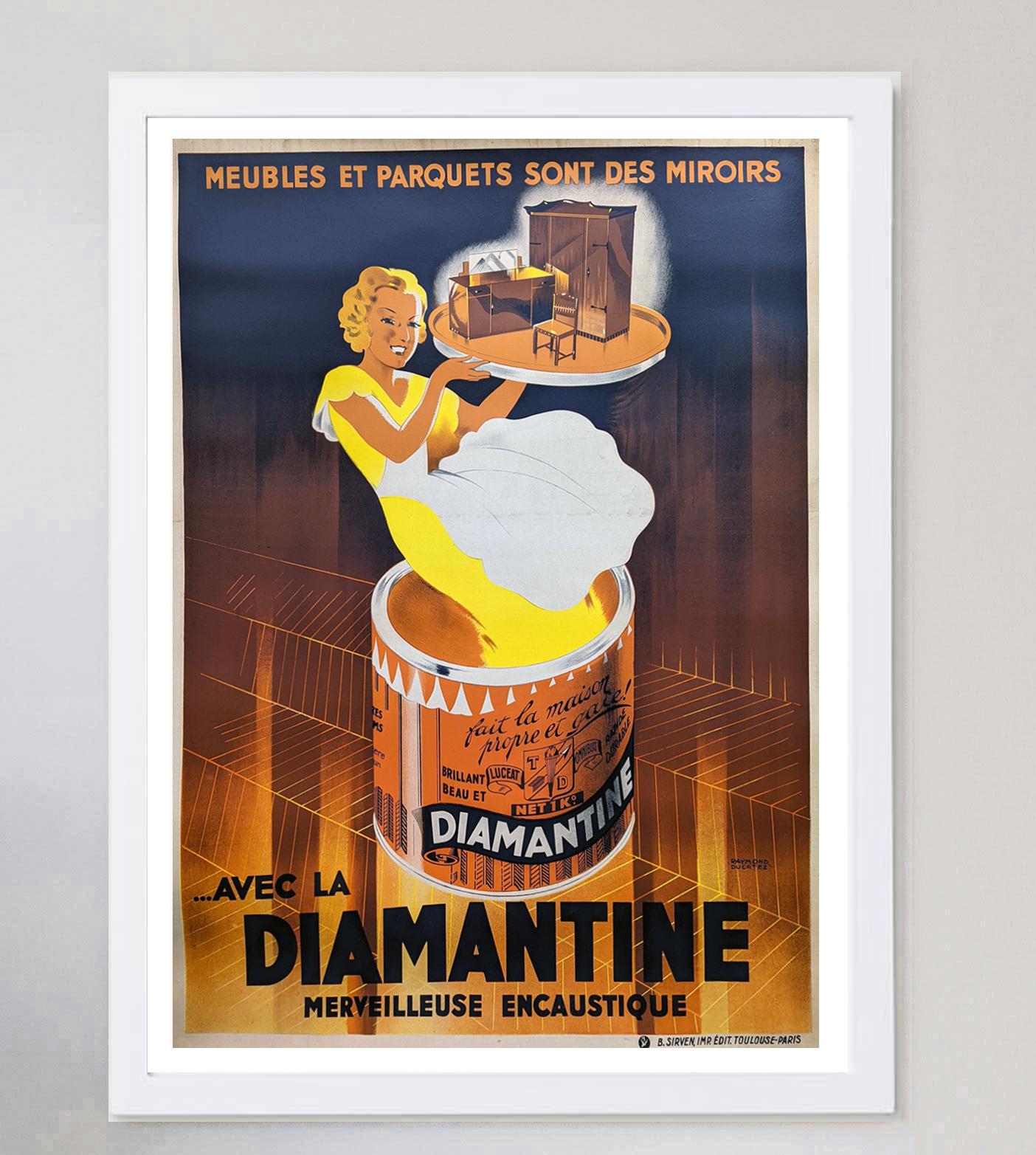 1930 Diamantine Polish Original Vintage Poster In Good Condition For Sale In Winchester, GB
