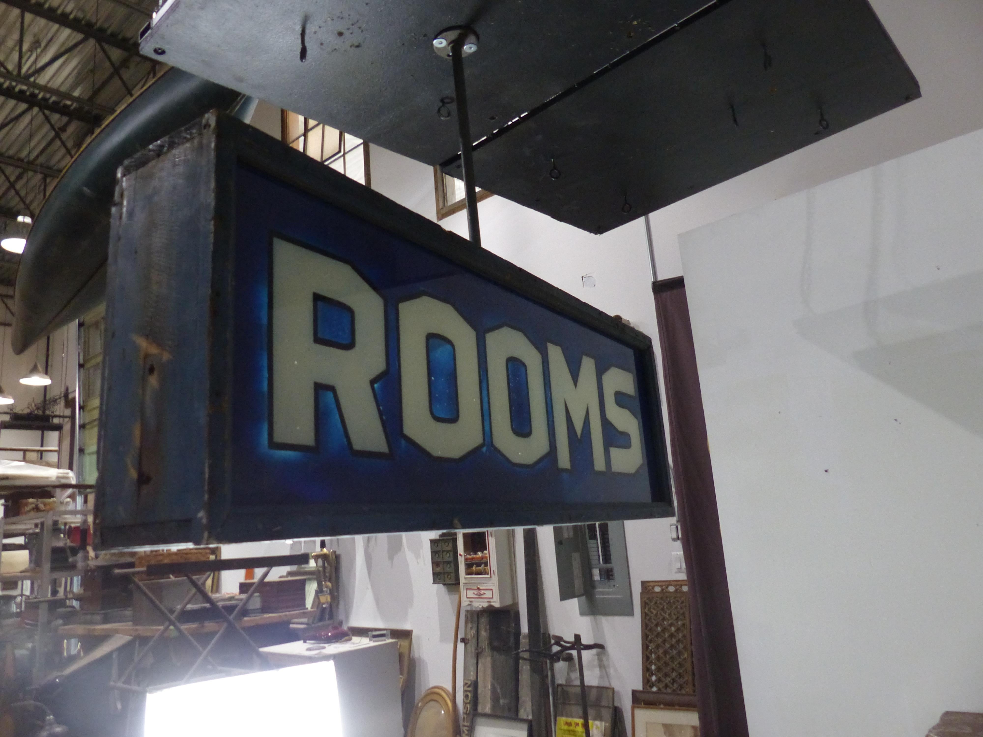 American 1930 Double Sided Reverse Glass Room Sign