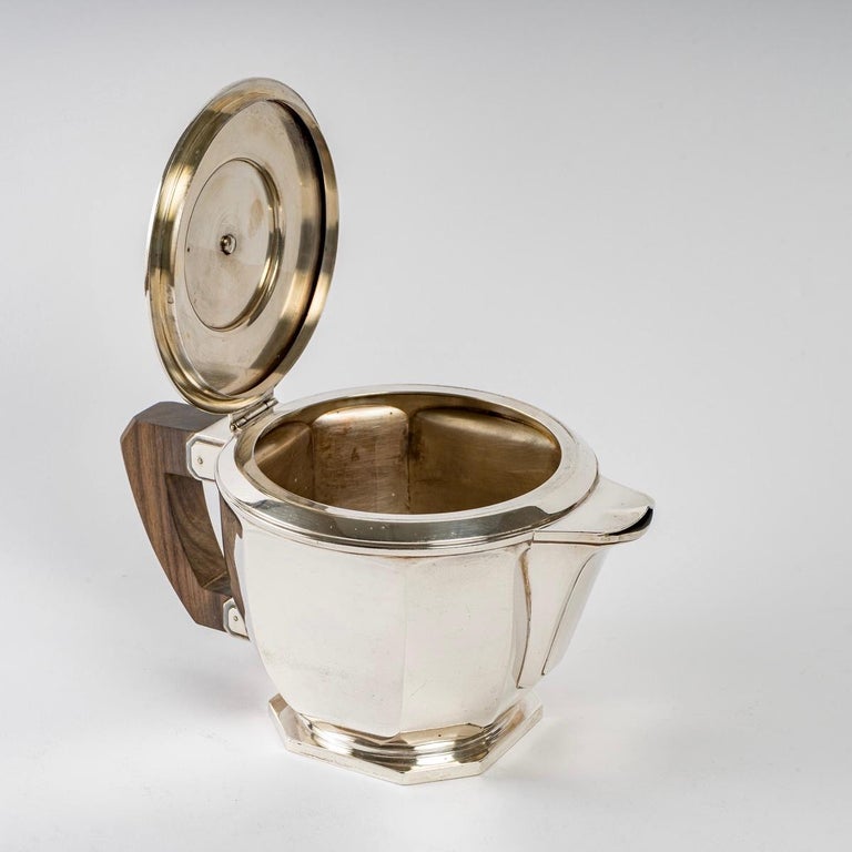 1930 Ernest Prost, Tea and Coffee Service in Sterling Silver and Macassar For Sale 5