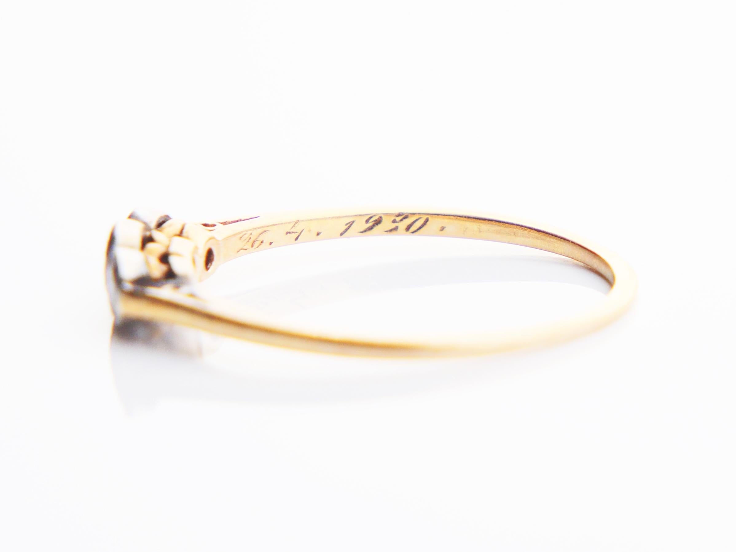 Bague finition 1930 0,5 ctw 3 diamants massif or jaune 18 carats platine US7 / 1,4 g Pour femmes en vente