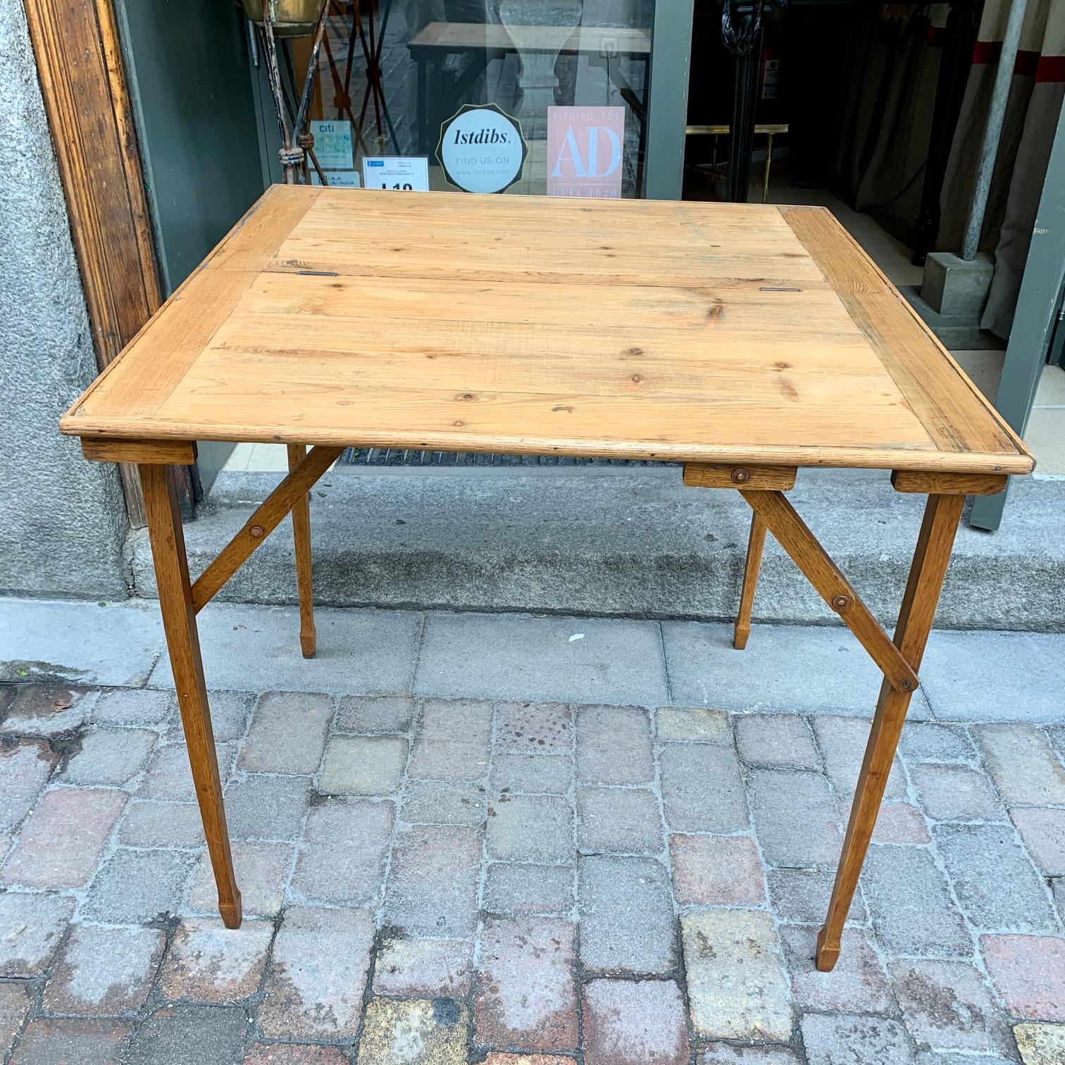 French 1930 Folding Game Table by H.J.Linton Paris