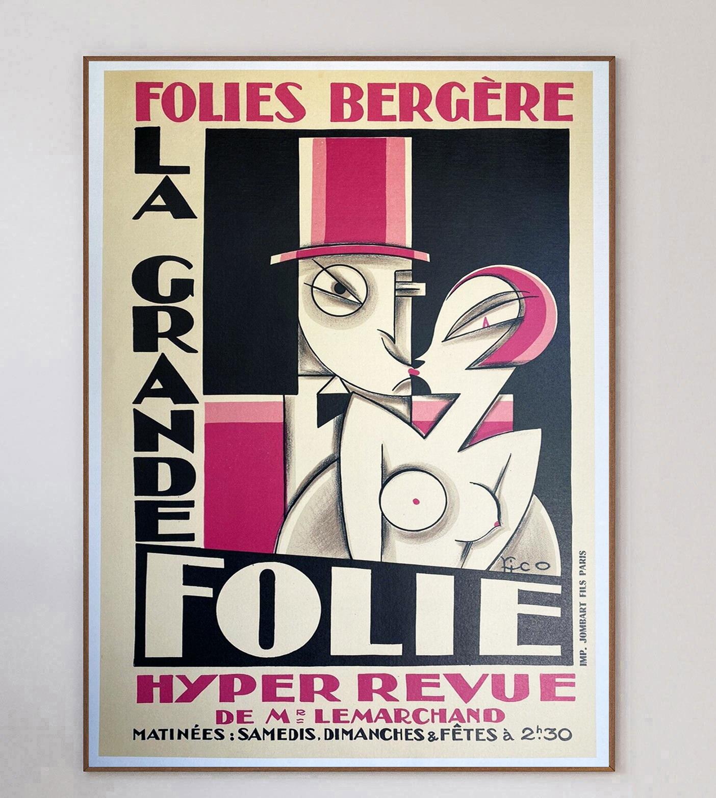 Brillante affiche Art déco de 1930 avec des illustrations de Maurice Picauld, plus connu sous le nom de Pico. Intitulée 