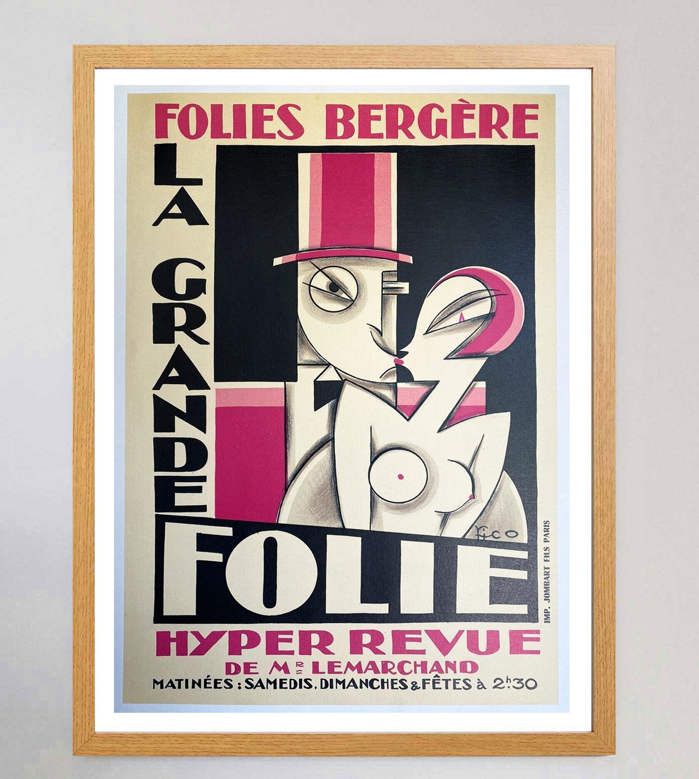 Art Deco 1930 Folies Bergere Original Vintage Poster For Sale