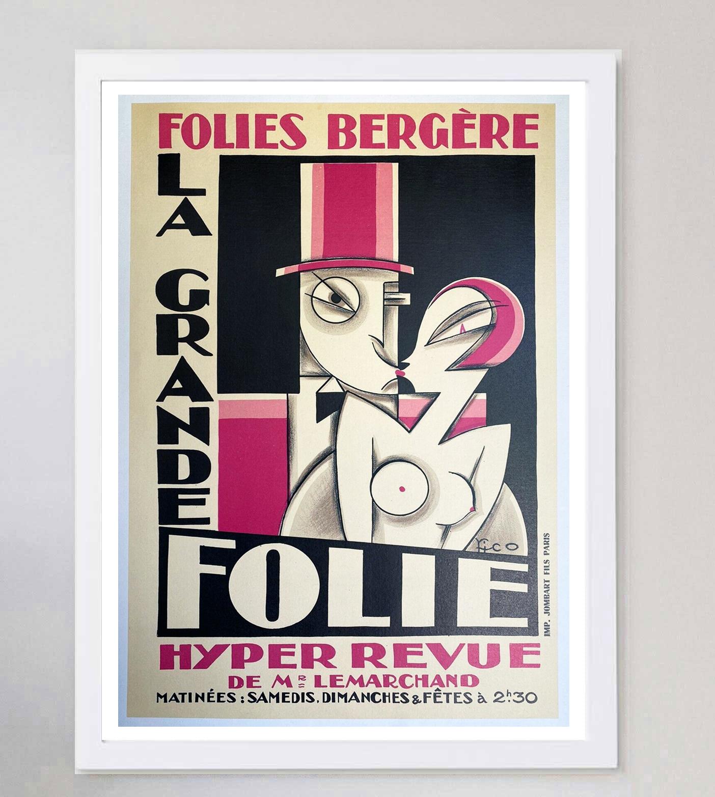 French 1930 Folies Bergere Original Vintage Poster For Sale