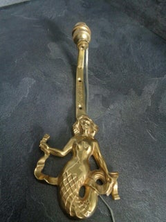 1930 French Art Deco Gilt Bronze Mermaid Sculpture Sconce Signed  "Guimard"