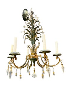 Vintage French Gilt and Crystal 6 Light Chandelier