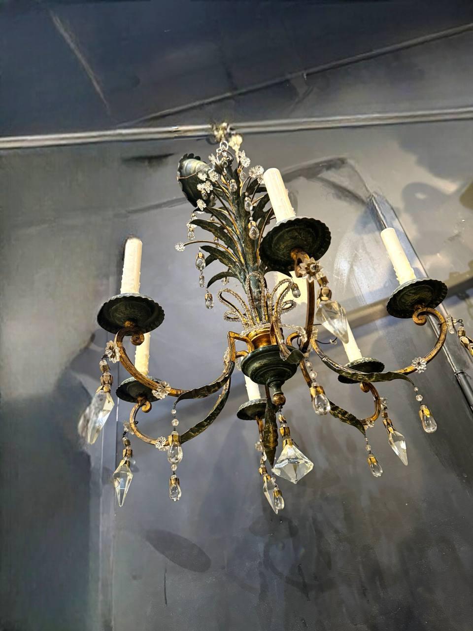 Francese 1930 Lampadario francese Bagues a 6 luci in vendita