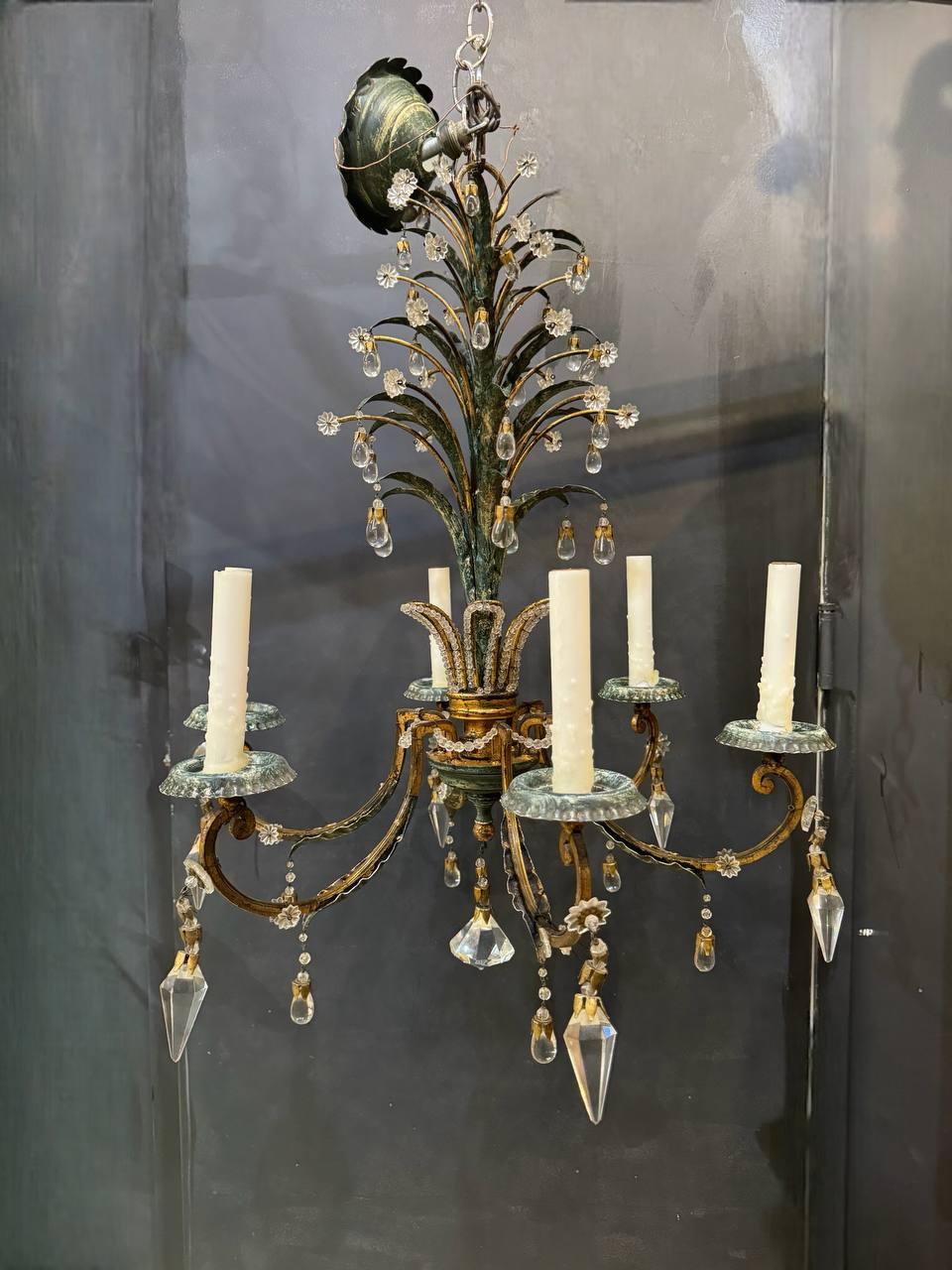 1930 Lampadario francese Bagues a 6 luci In condizioni buone in vendita a New York, NY